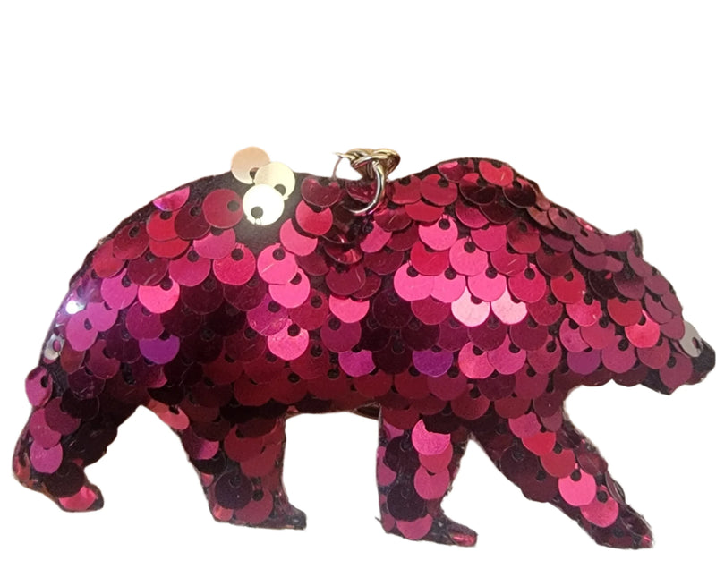 Color-Changing Sequin Bear Keychain - Cute and Fun Key Accessory