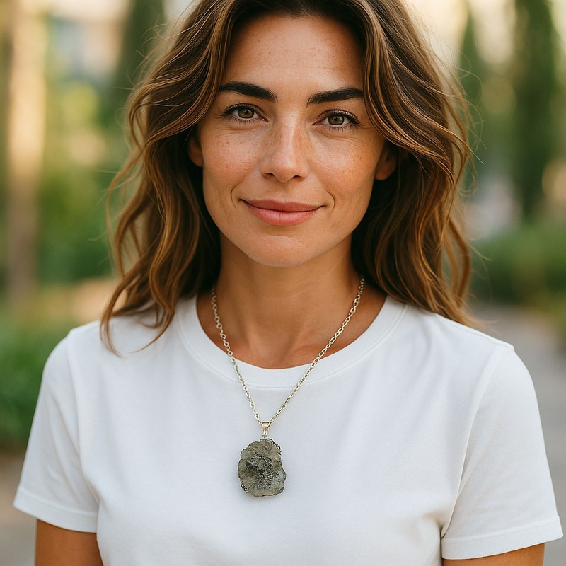 Silver Agate Druzy on Black Cord | A Sleek and Modern Piece