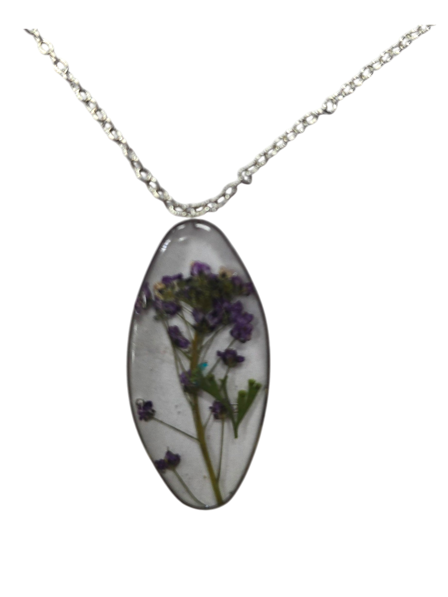 Unique Oval Floating Flower Necklace