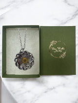 Intricate Pressed Flower Pendant Necklace