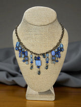 Gemstone Cluster Bib Necklace - Tiger Eye, Turquoise Amazonite, Amethyst, Blue Agate, Apatite, and Sodalite