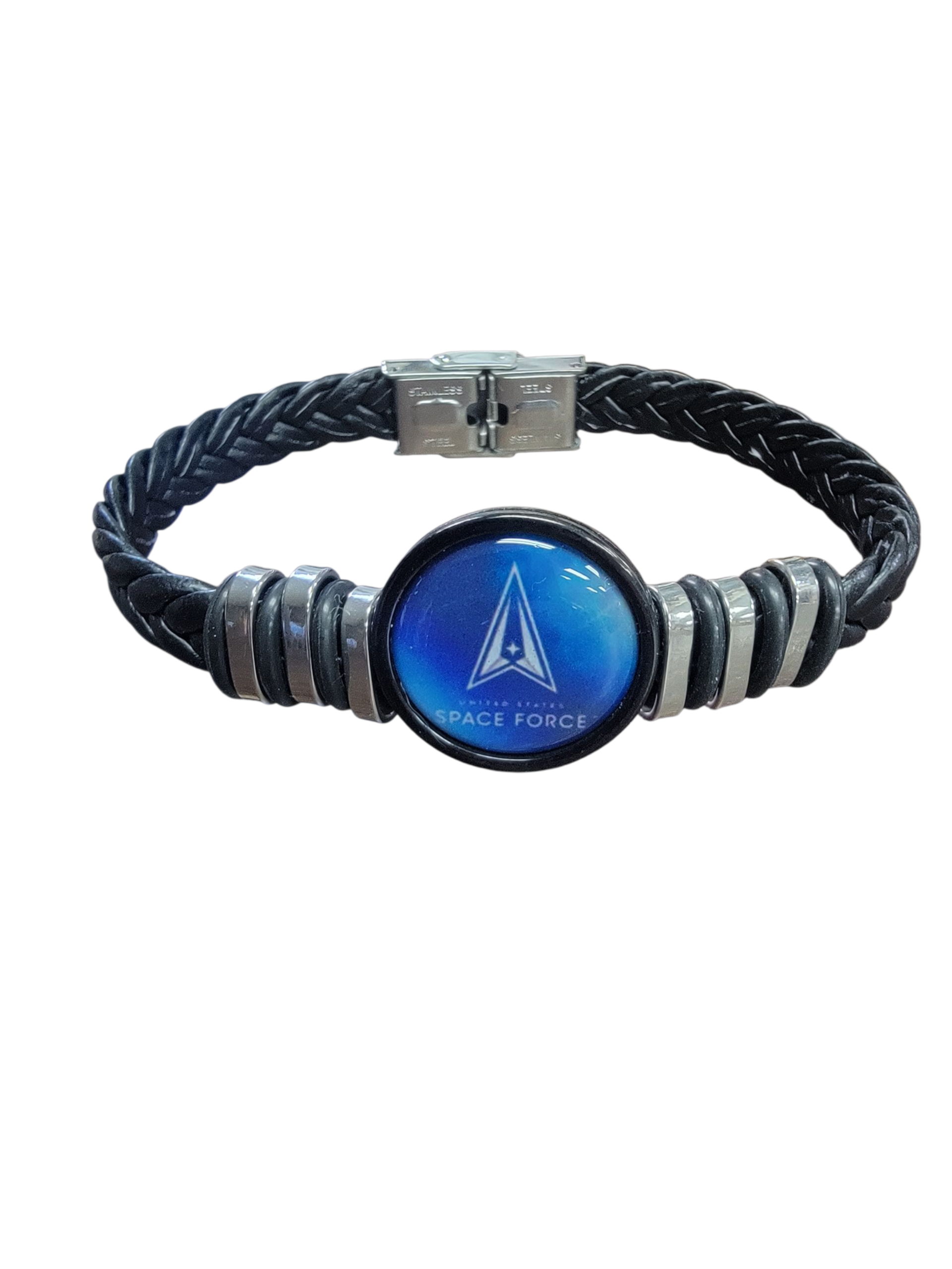 Space Force Black Braided Leather Bracelet | Made in USA |Gift Boxed |Officially Licensed