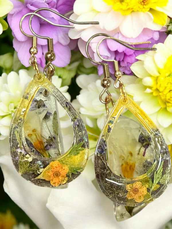 Ephemeral Bloom Drop Resin Earringss