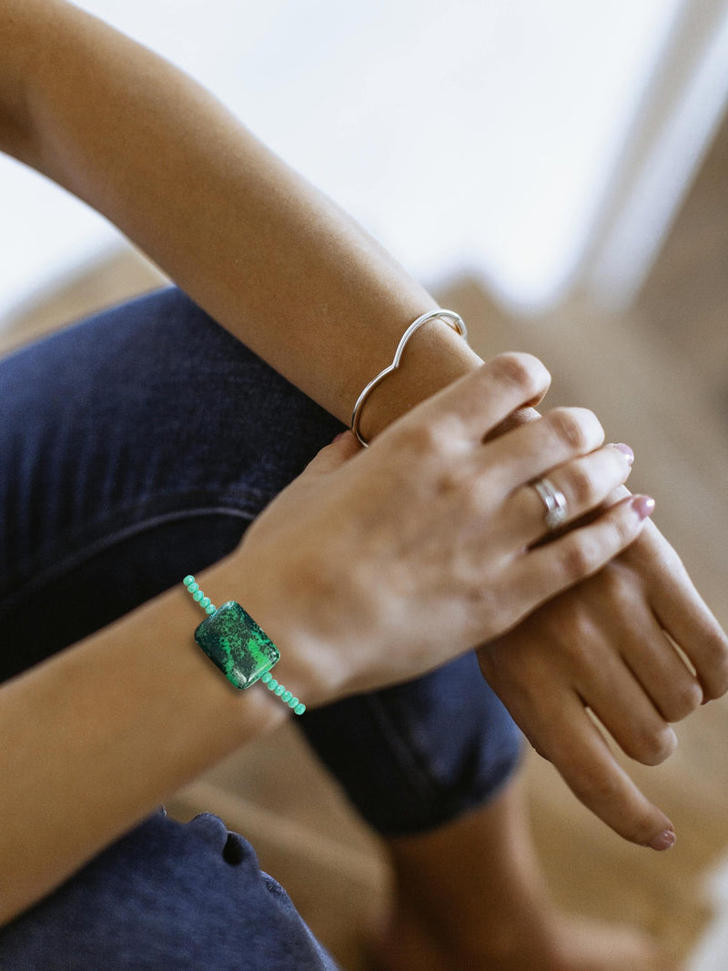 Chrysocolla and Turquoise Bead Bracelet | A Touch of Serenity
