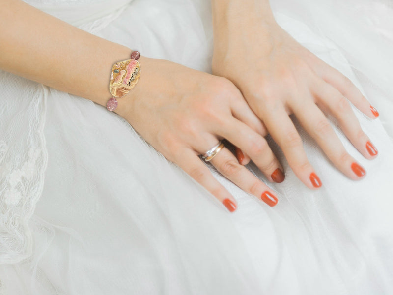 Strawberry Quartz and Rhodonite  Bracelet | A Delicate and Earthy Combination