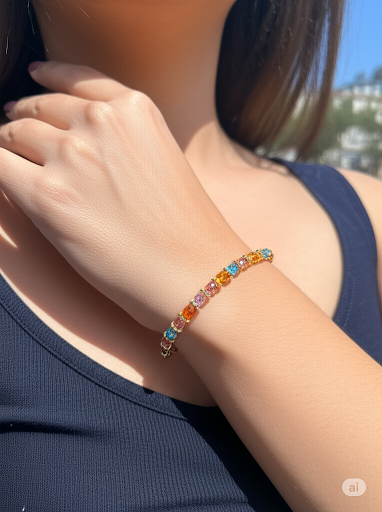 Sparkling Crystal Bracelet with Extender Chain | A Touch of Summer Elegance
