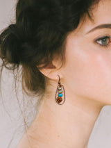 Women's Bohemian Copper Teardrop Petal Drop Earrings