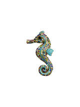 Crystal Seahorse Brooch, Teal, Blue, Green, Pink Rhinestone Pin