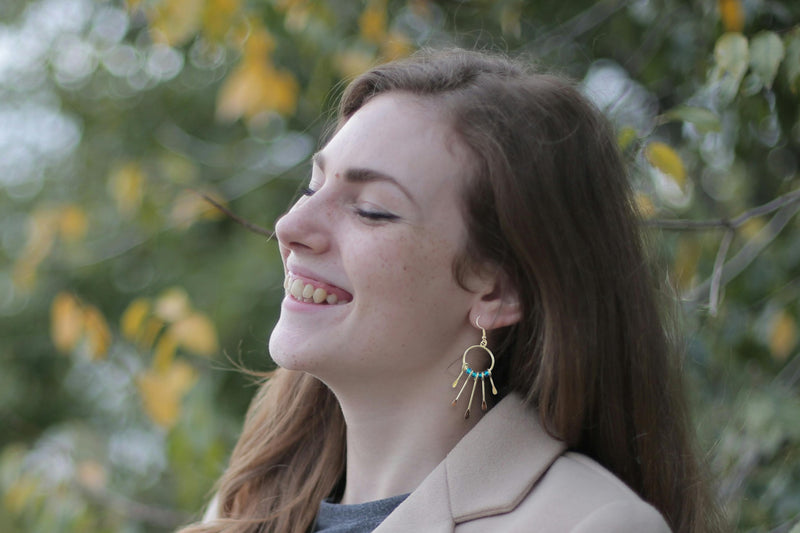 Gemstone Hoop Paddle Earring
