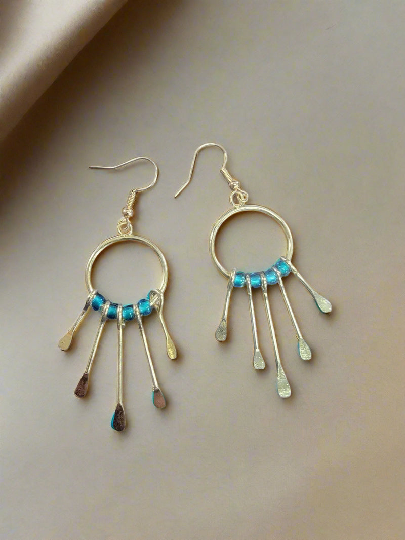 Gemstone Hoop Paddle Earring