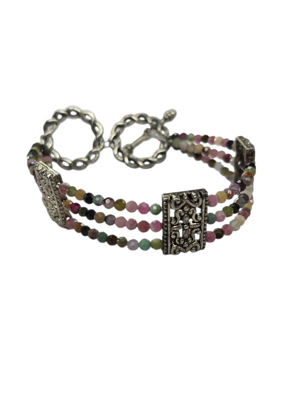 Vibrant Tourmaline Triple Strand Bracelet | A Gemstone Delight