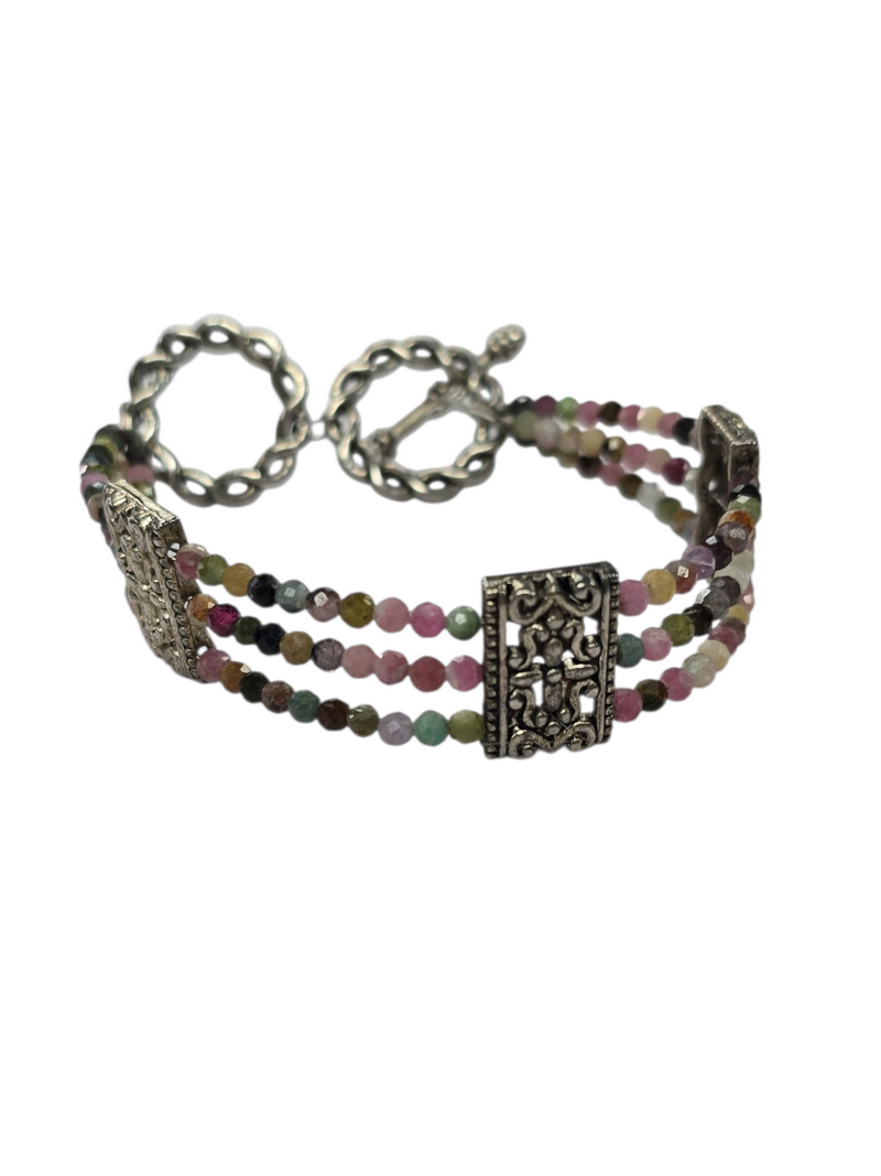 Vibrant Tourmaline Triple Strand Bracelet | A Gemstone Delight