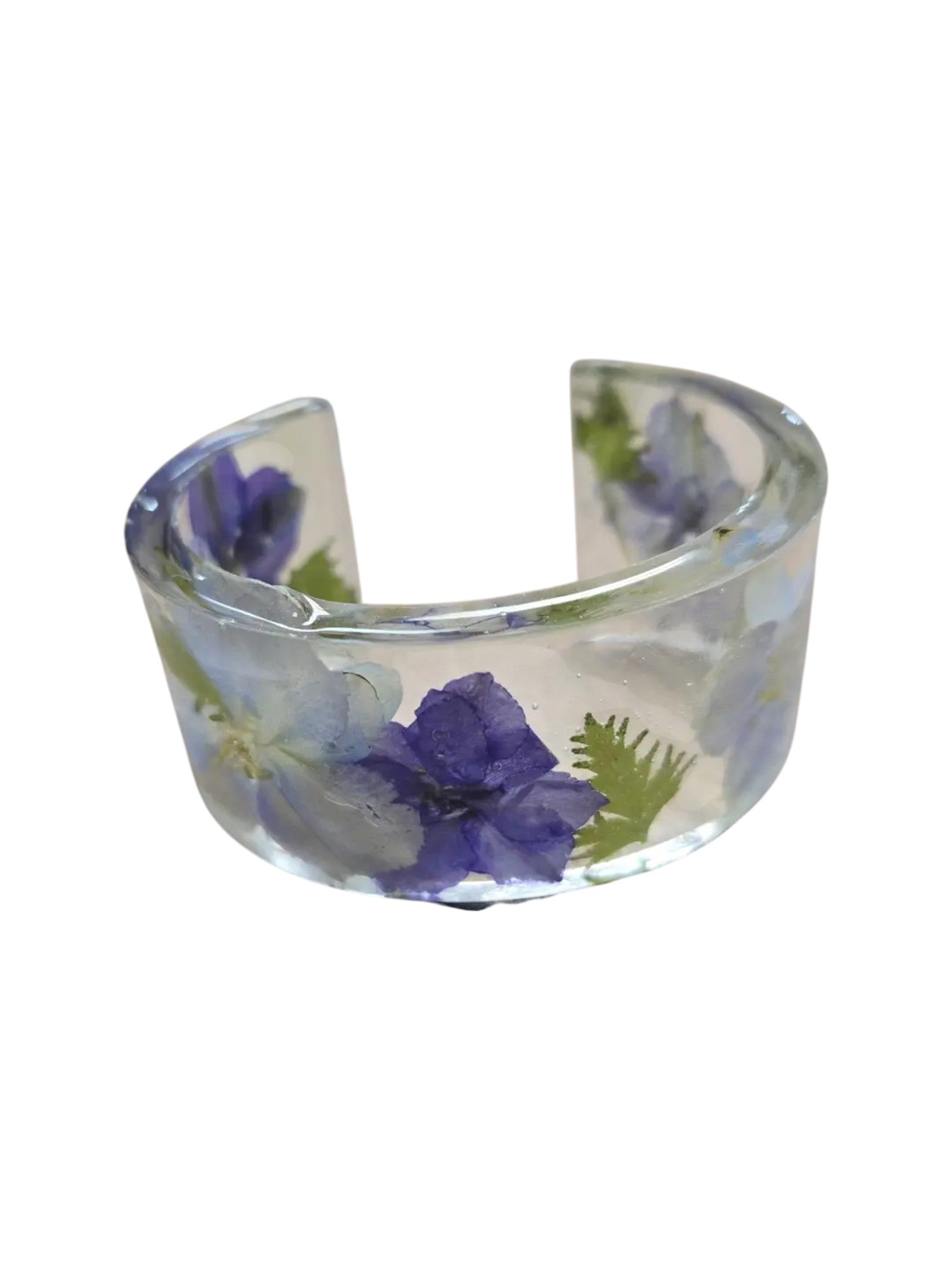 Colorful Handmade Pressed Flower Resin Cuff Bracelet | Unique Handmade Jewelry
