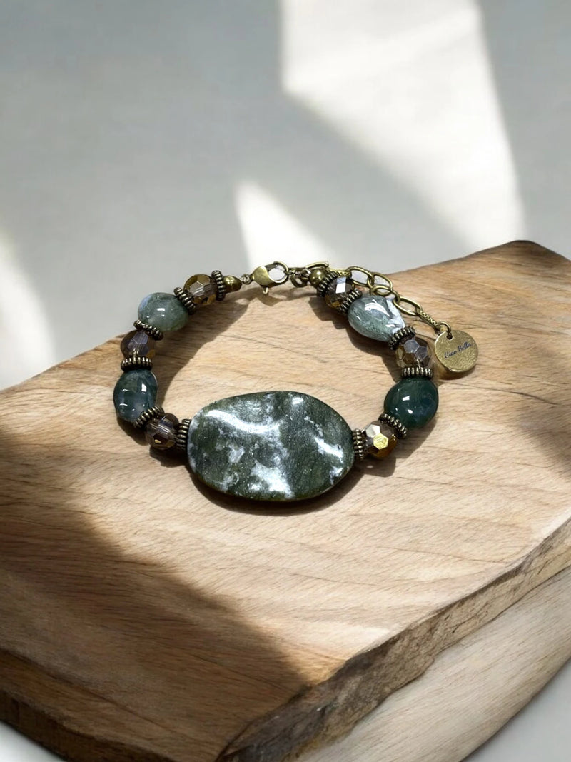 Tree Jasper Bracelet, Gemstone Bracelet, Earthy Stone Jewelry