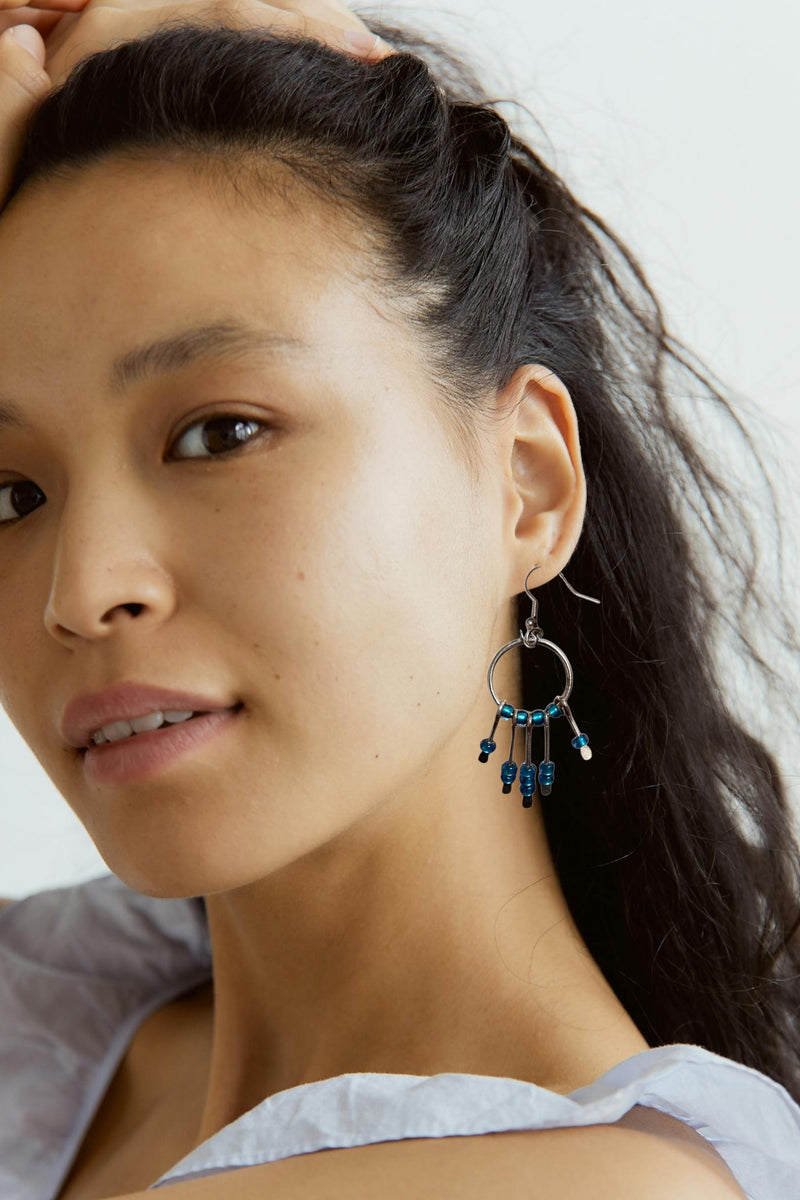 Gemstone Hoop Paddle Earring