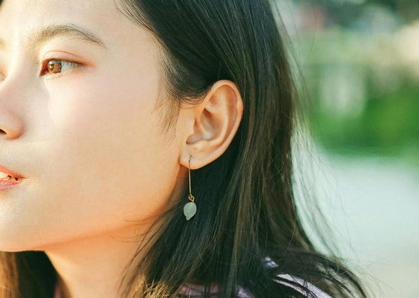 Elegant Gemstone & Gold Long Drop Earrings | Michelle Marie Boutique