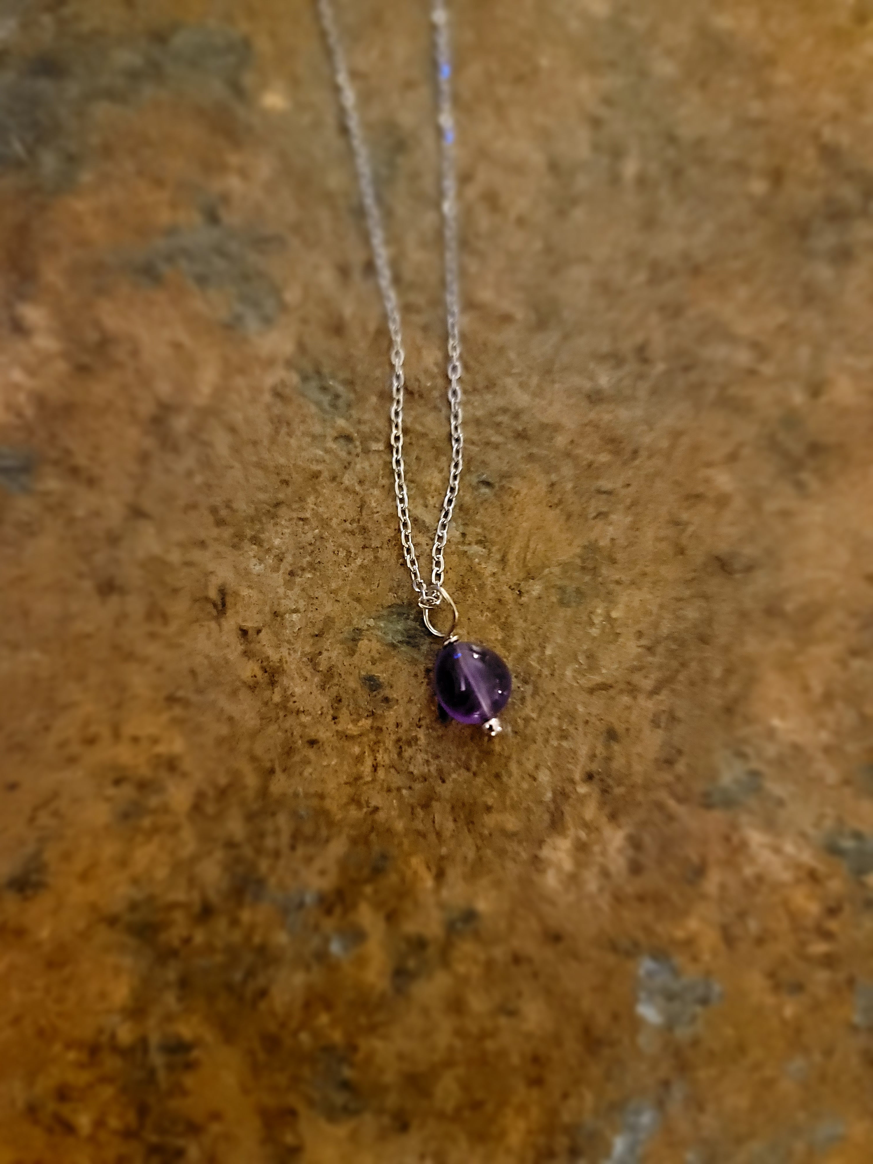 Amethyst February Birthstone Necklace on Chain