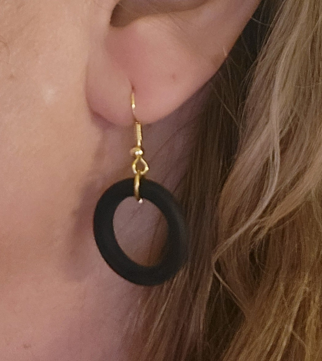 Deep Sea Style: Black Cultured Sea Glass Hoop Earrings
