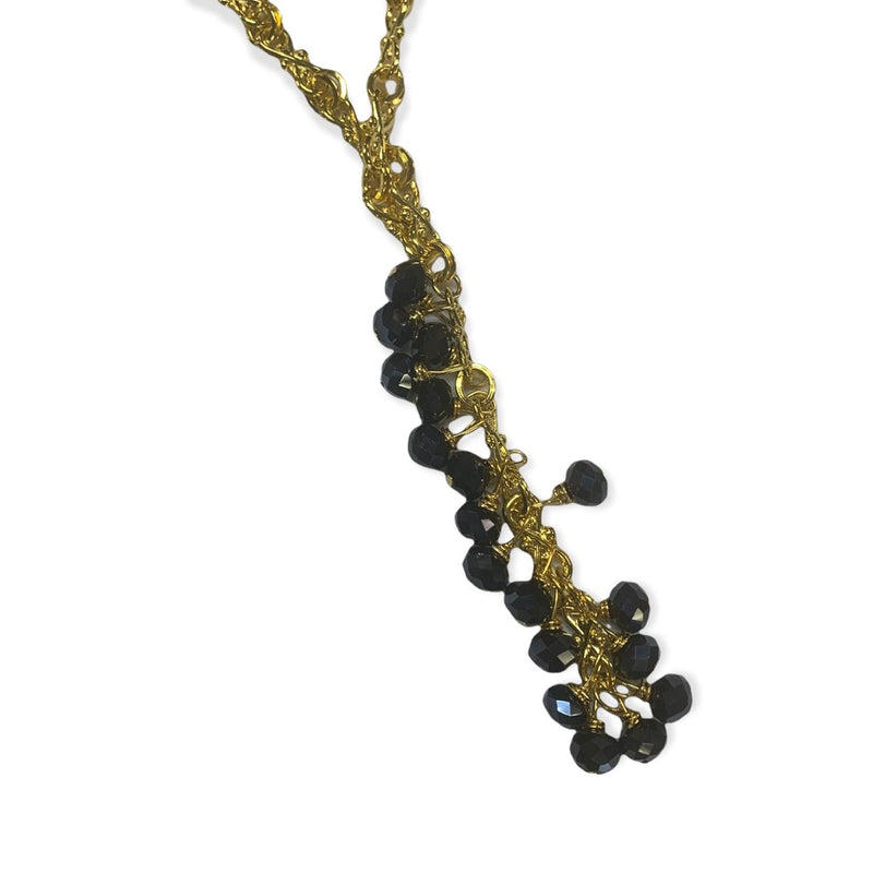 Long Gold Crystal Cluster Necklace