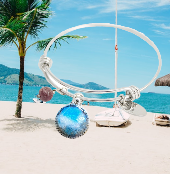 Beach Sand and Ocean Wave Bangle Bracelets Michelle Marie Boutique