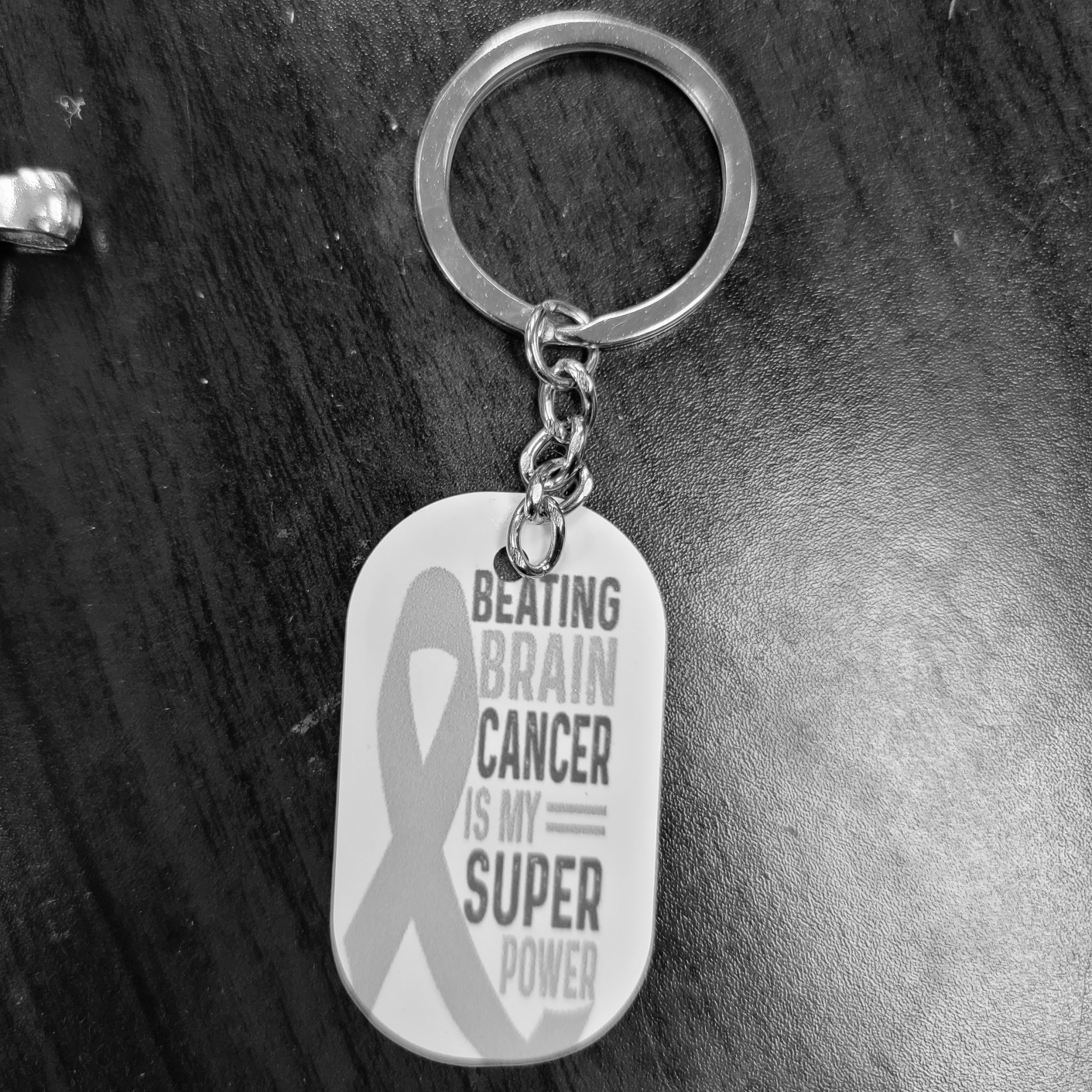 Brain Cancer Awareness Keyrings - Go Gray Charity Keychain