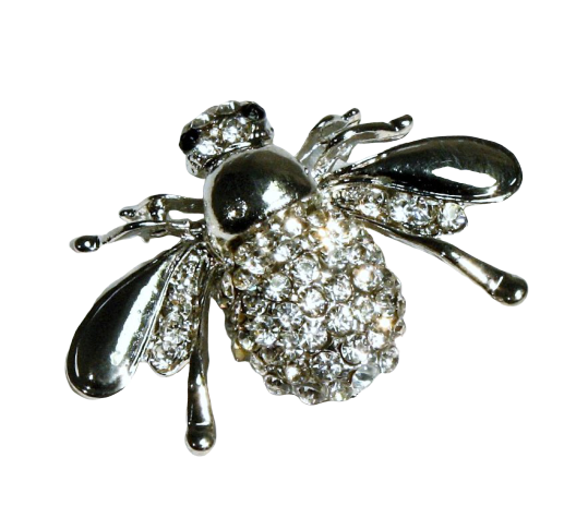 Clear Crystal Bee Brooch Silver Setting