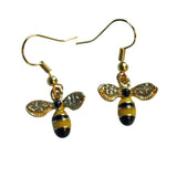 Gold Bumble Bee Earrings with Crystal Wings | A Sweet and Charming Way to Add a Touch of Nature to Your Outfit