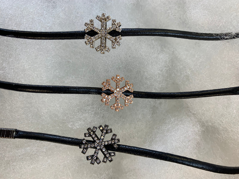 Leather Cord Bracelet with Snowflake Charm