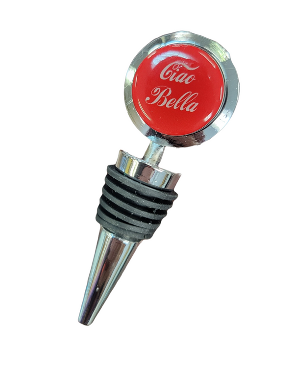 Ciao Bella Wine Stopper: Salute in Style (Script Font, Red or Black)