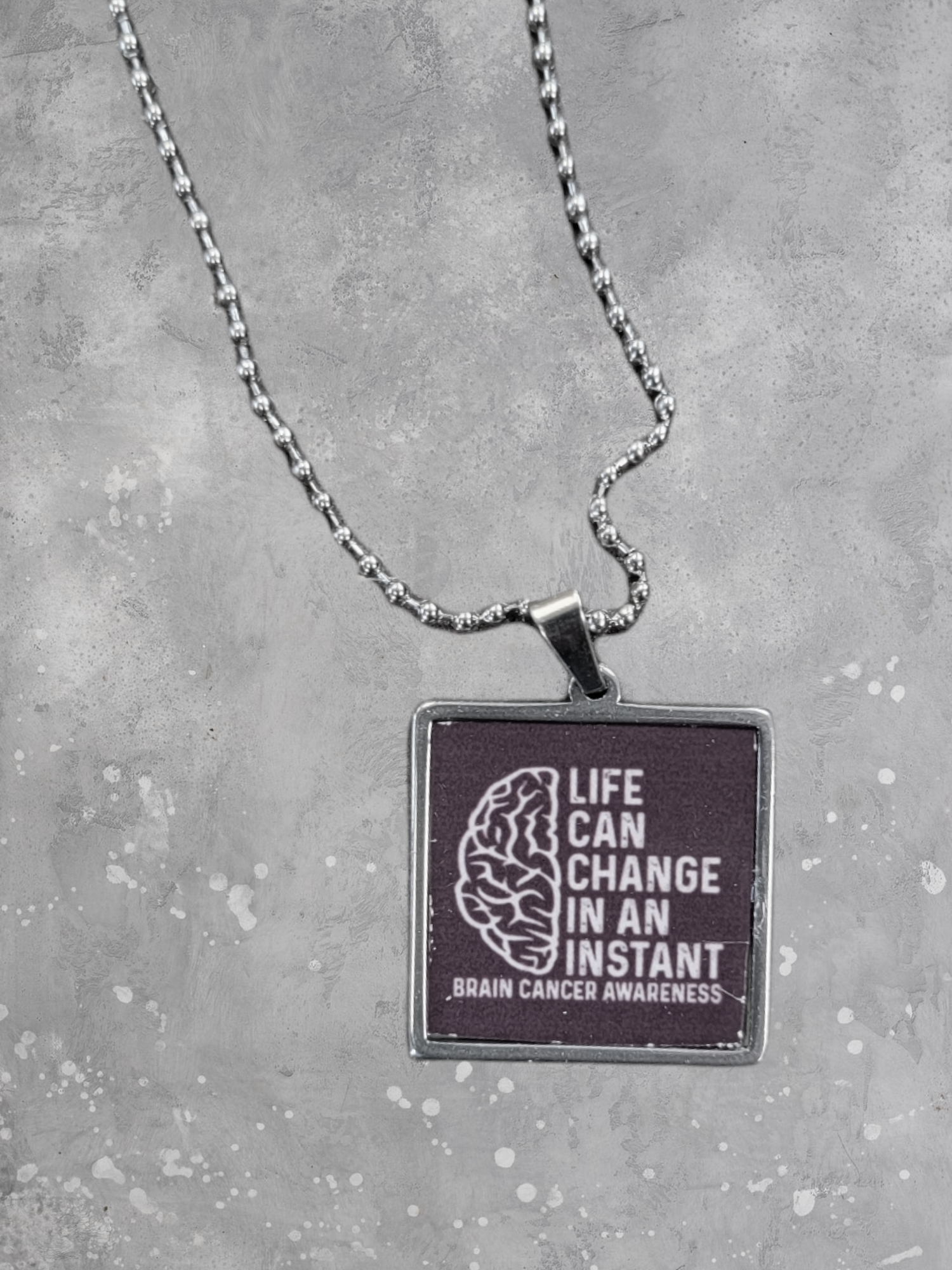 Brain Cancer Awareness Pendant Necklace - Go Gray Charity Necklace