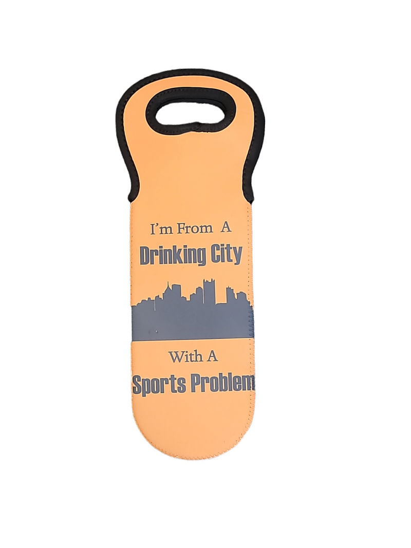 Pittsburgh Drinking City with Sports Problem Wine Carrier Gift Bag
