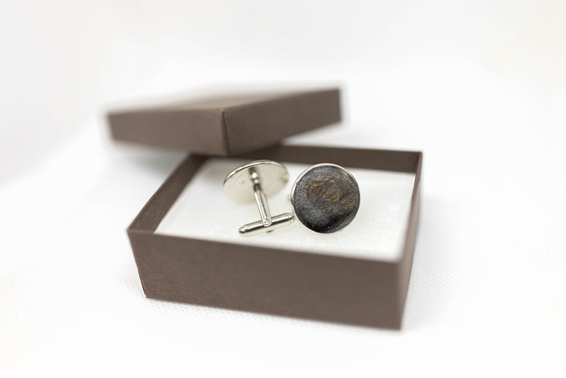 Personalized Silver Father of the Bride Round Cufflinks