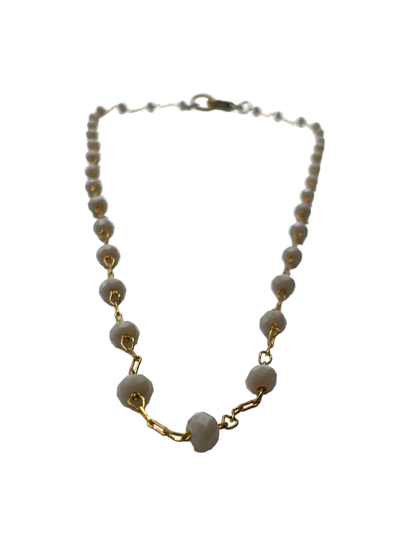 Gray Crystal Linked Chain Necklace