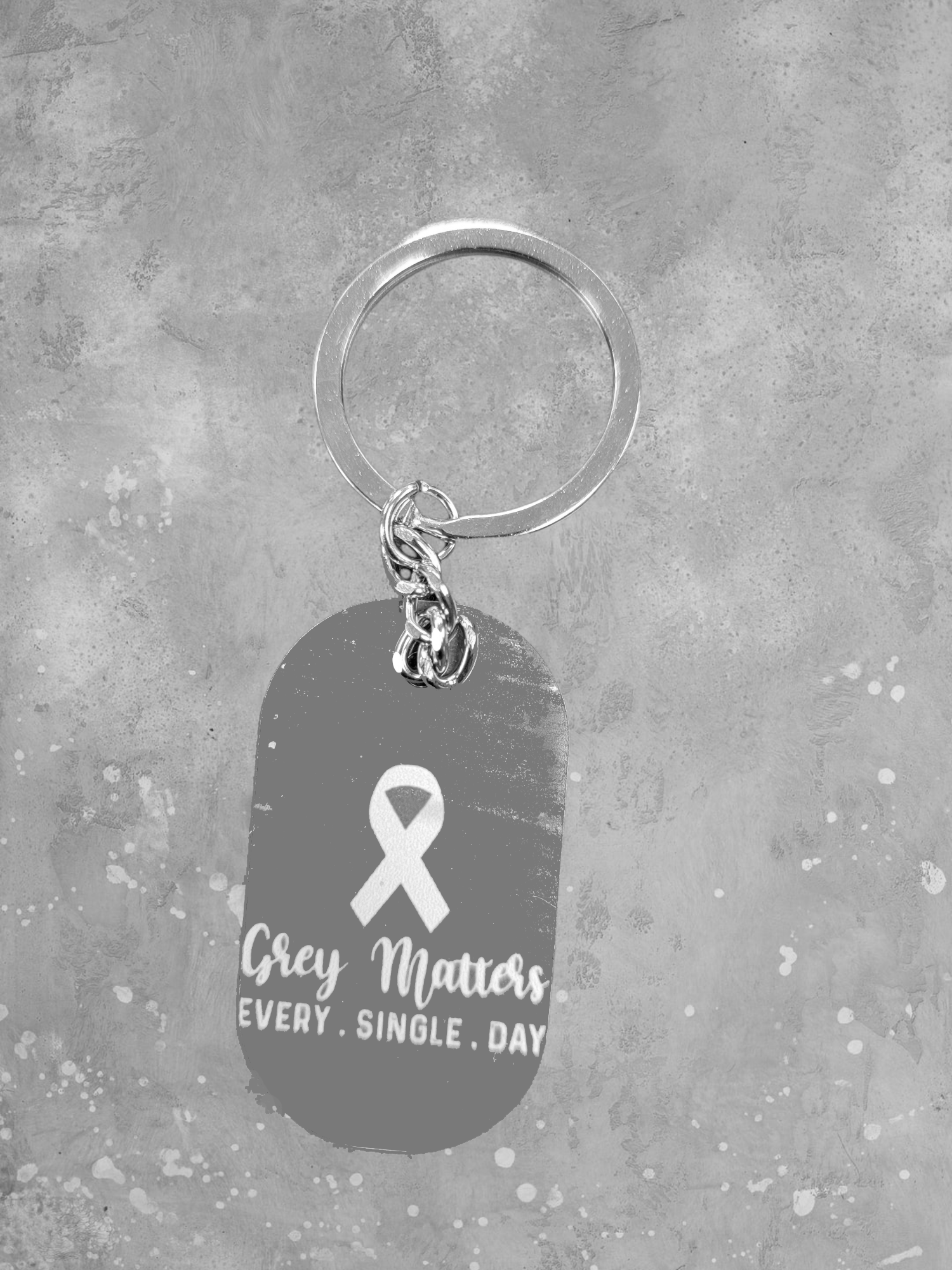 Brain Cancer Awareness Keyrings - Go Gray Charity Keychain