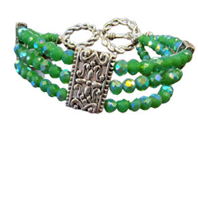 Kelly Green Crystal Multi strand bracelet