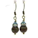 Imperial Turquoise Blue Brown Round Drop Gemstone Earrings