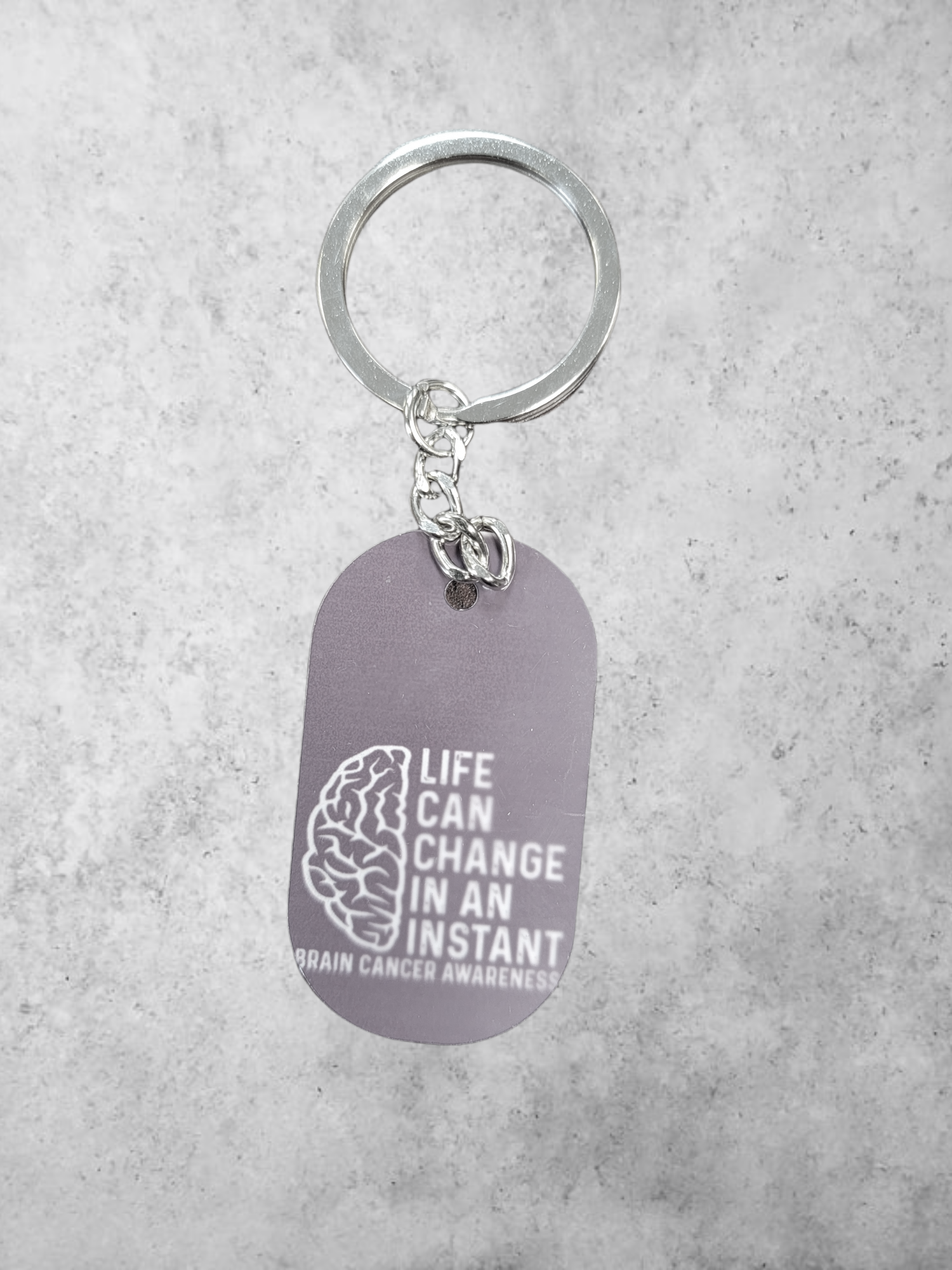 Brain Cancer Awareness Keyrings - Go Gray Charity Keychain