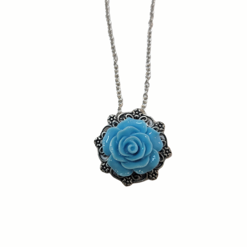 Silver Victorian Rose Wedding Bridesmaid Necklace Assorted Colors