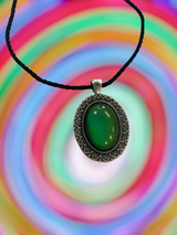 Silver Mood Pendant Necklace 70's Changing Color Necklace
