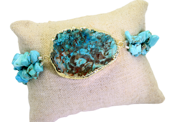 Ocean Jasper and Turquoise Gemstone Bracelet
