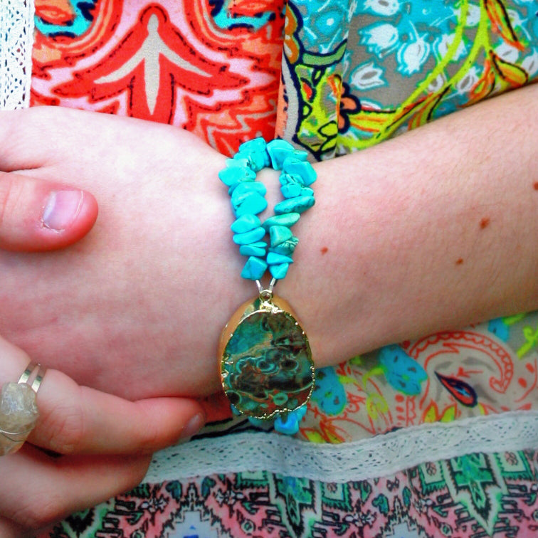 Ocean Jasper and Turquoise Gemstone Bracelet