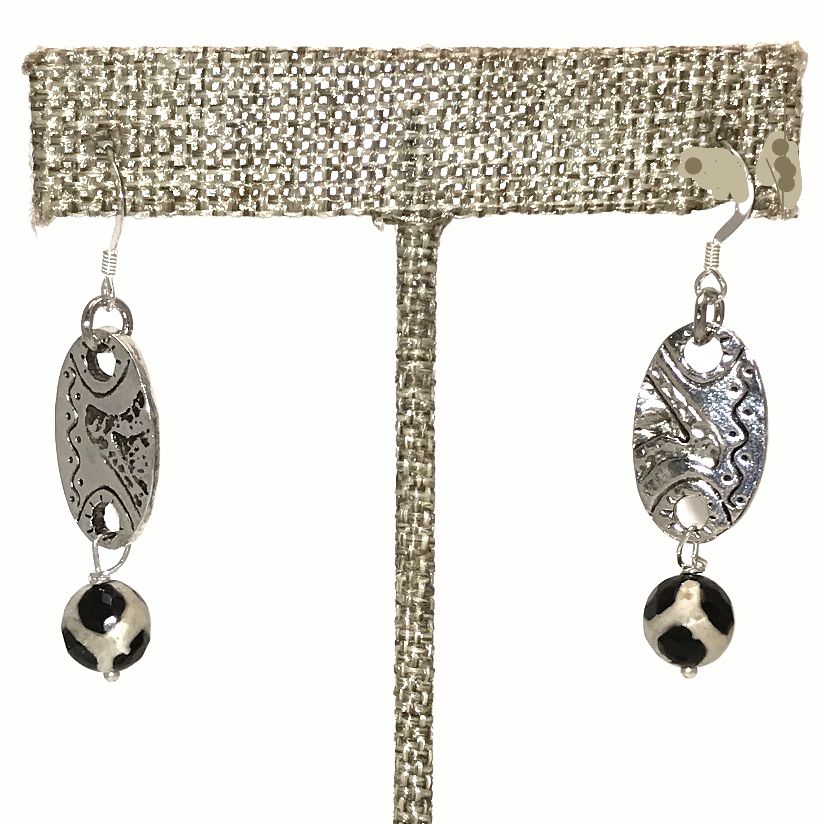 Dalmation Jasper Oval Dangle Earrings
