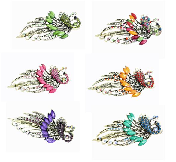 Colorful Peacock Metal Hair claw Hairclips Hair Accessories