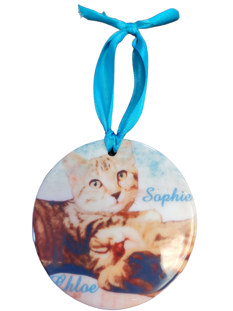 Personalized Watercolor Cat Pet Kitten Ceramic Ornament