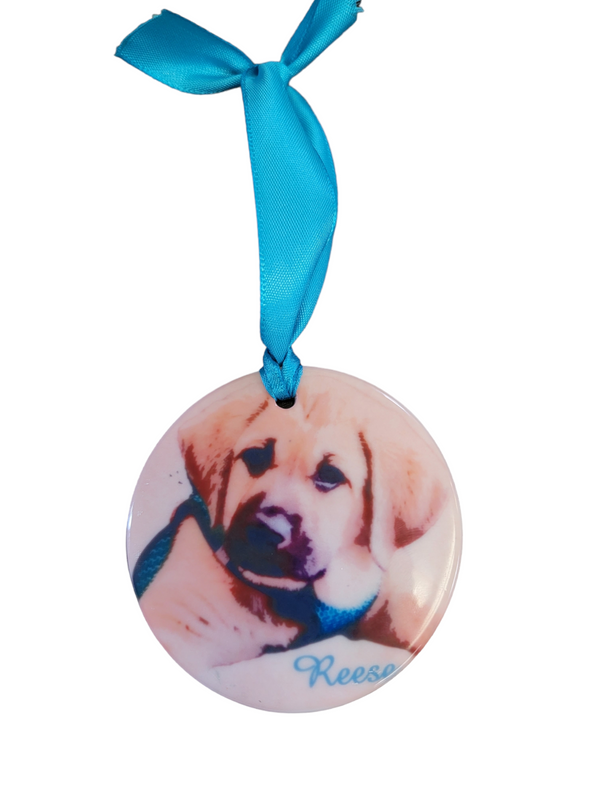 Personalized Watercolor Dog Pet Puppy Ceramic Ornament