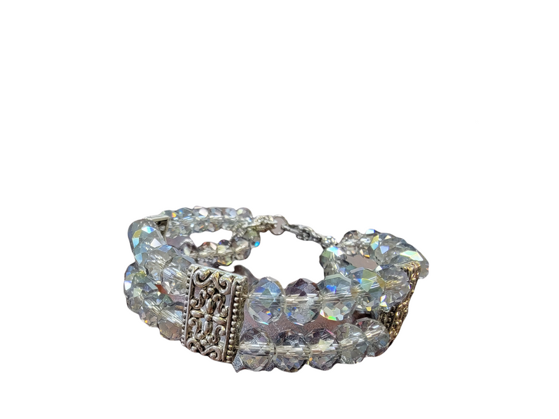 Mystic Rainbow-Gray Crystal Multi strand bracelet