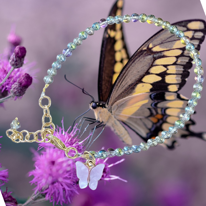 Pastel Butterfly Beaded Bracelet