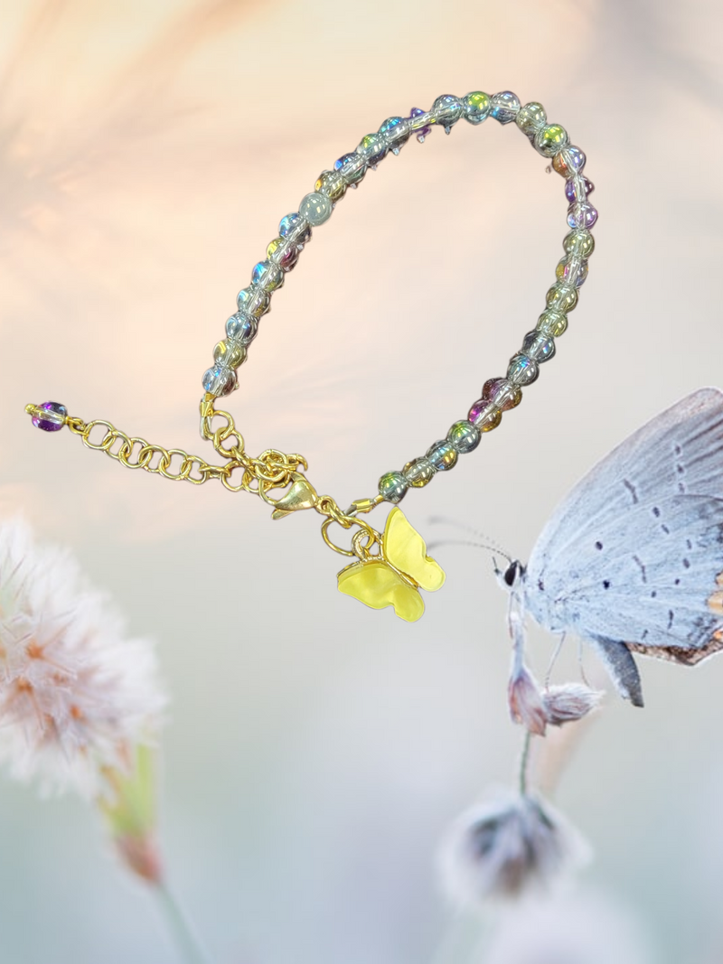 Pastel Butterfly Beaded Bracelet