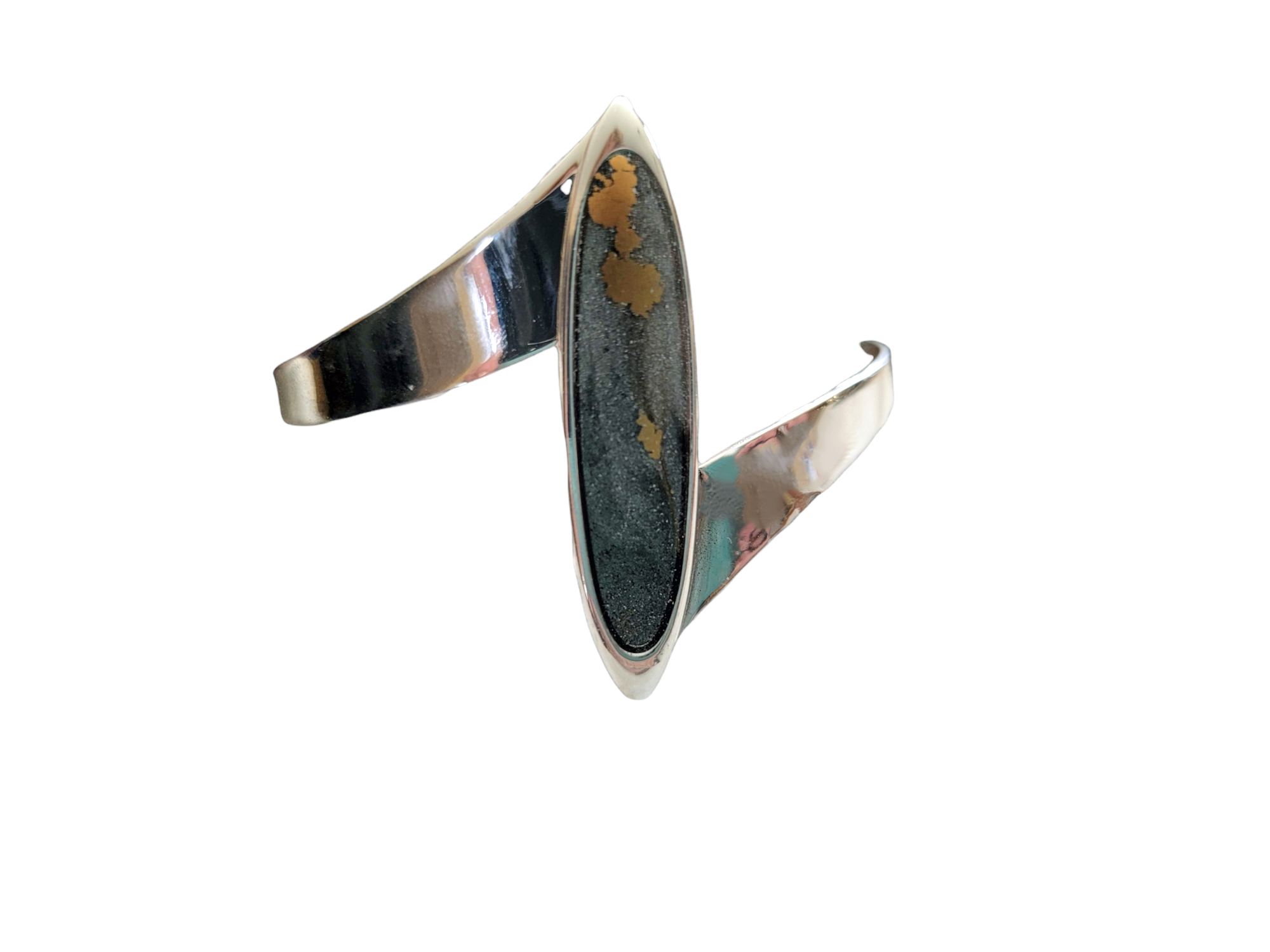Go Gray Silver Cancer Awareness Ellipse Sterling Silver Cuff Bracelet