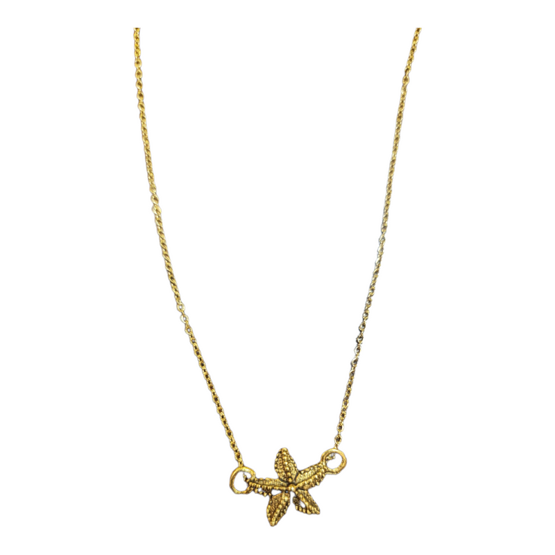 Gold Tiny Starfish Charm Pendant Necklace
